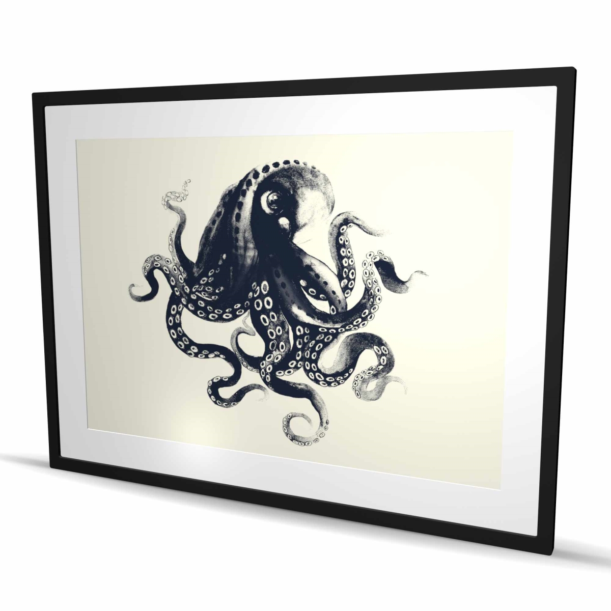 C1FM3648HEAJIJ 36 x 48 in. Octopus Bathroom Blue Framed Matted Print - Home Decor