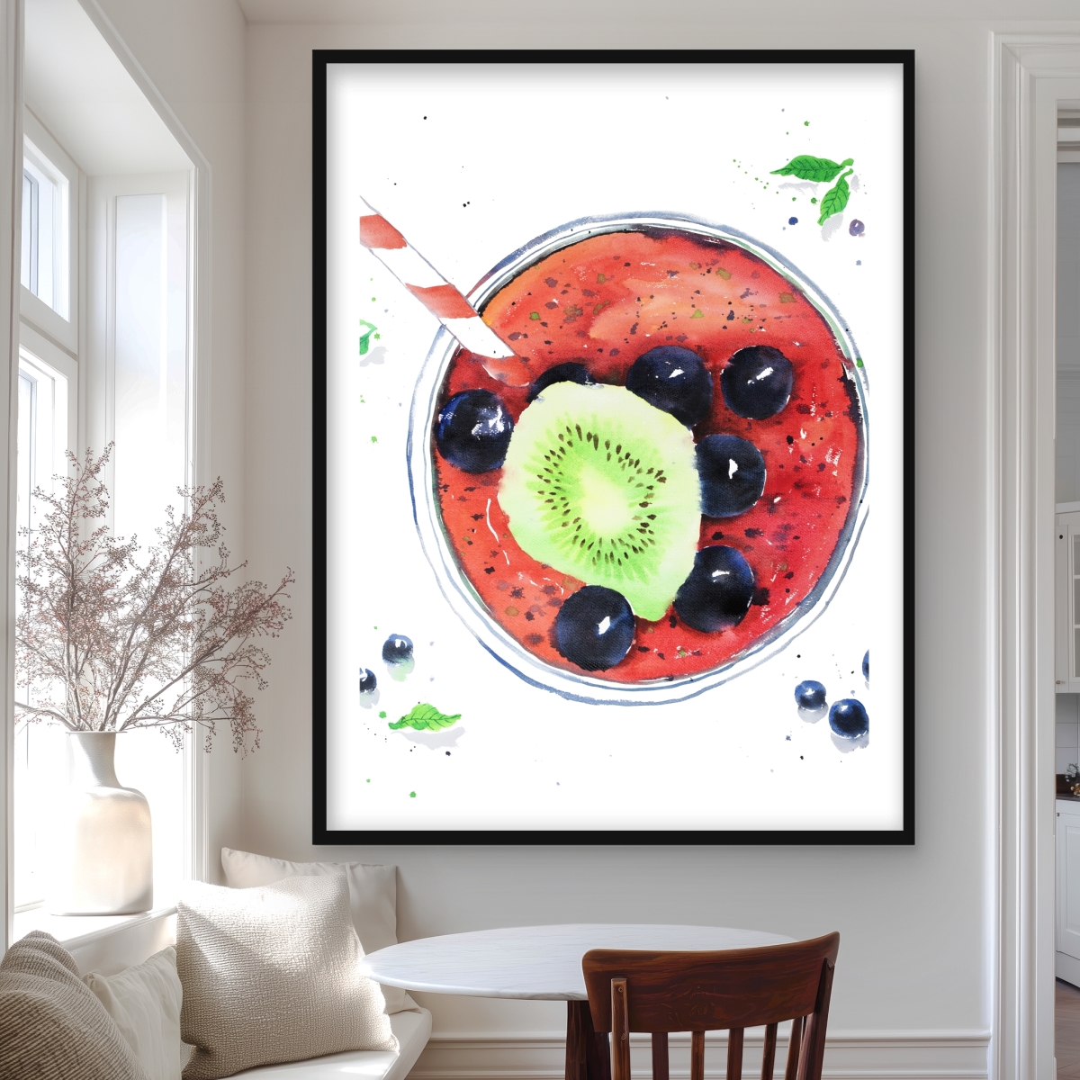 C1FM3648VUA82C 36 x 48 in. Berry Smoothies - Kitchen Red Framed Matted Print for Decor