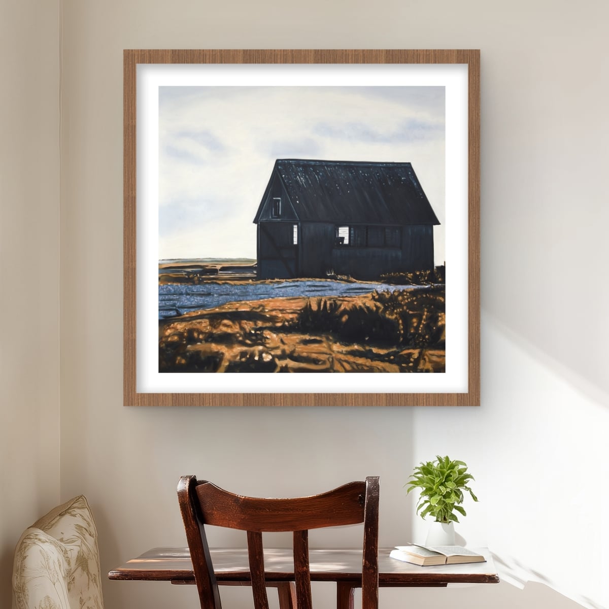 C1FM2424YRK32D 24 x 24 in. Abandoned Barn - Rustic Kitchen Framed Matted Print Decor