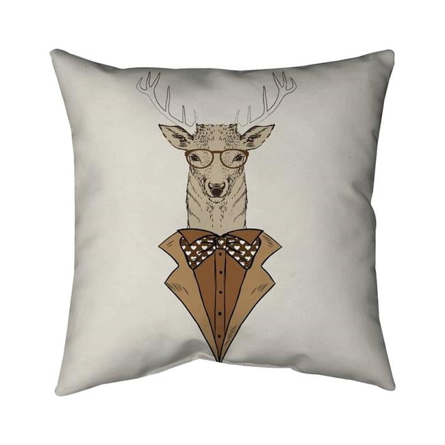5542-1818-AN60 18 x 18 in. Deer with Brown Coat-Double Sided Print Outdoor Pillow Cover