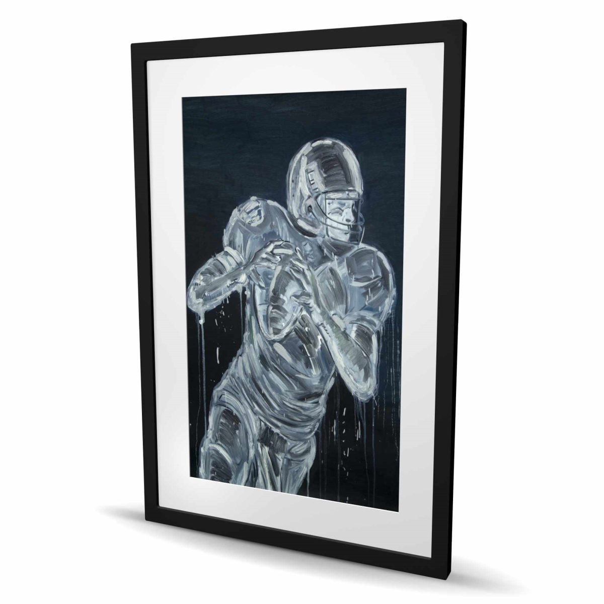 C1FM2436X1AQBA 24 x 36 in. Football Player Modern Framed Matted Print - Man Cave Decor