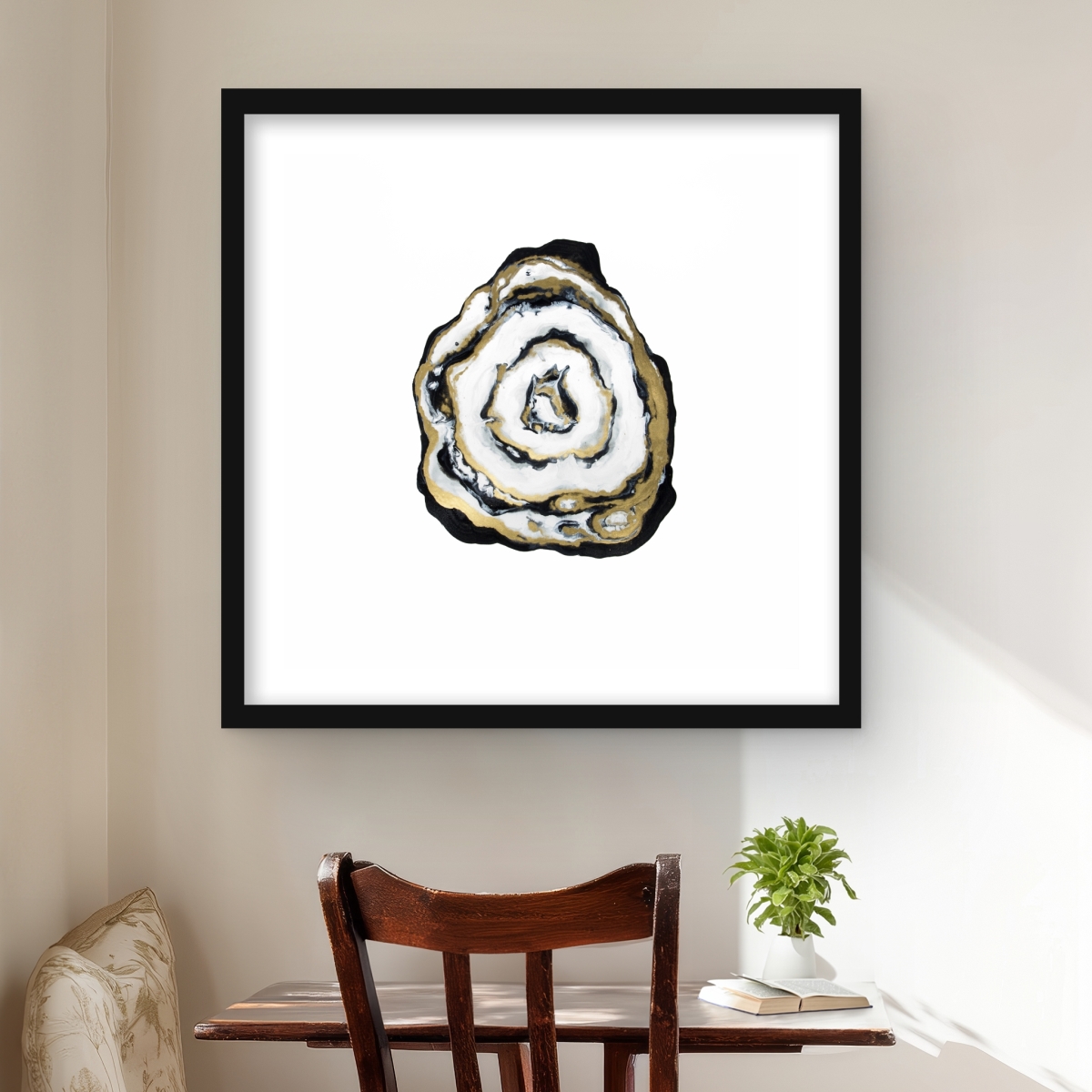C1FM2424WUOHG3 24 x 24 in. Golden Agate Black Bedroom Framed Matted Print - Home Decor