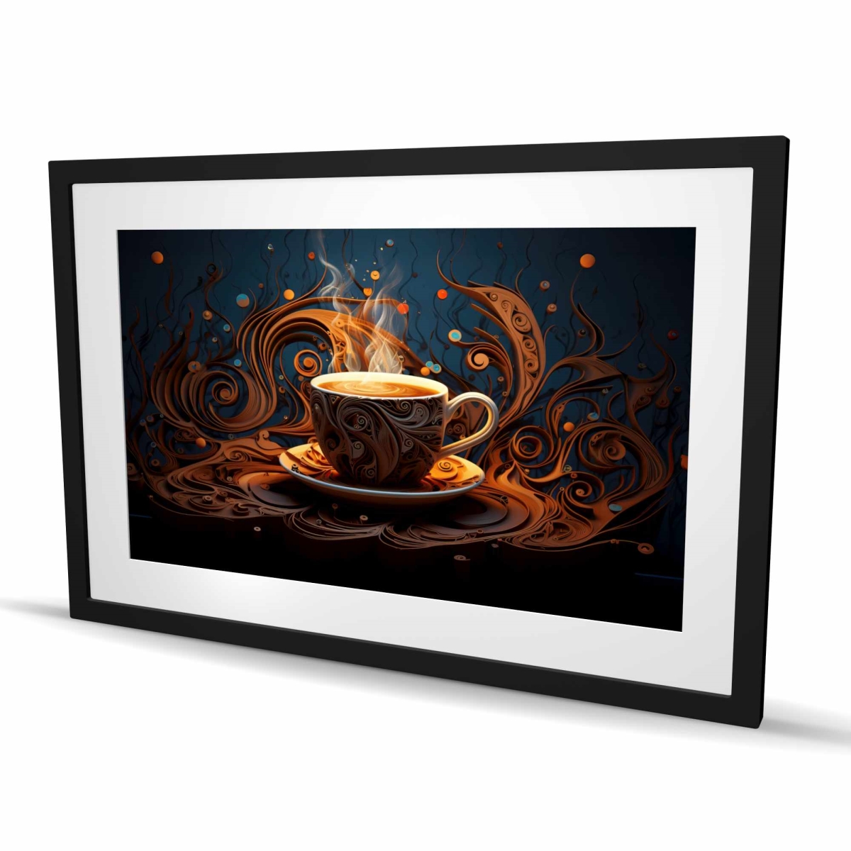 C1FM2436NU76Z7 24 x 36 in. Coffee Trance - Illustrative Kitchen Framed Matted Print