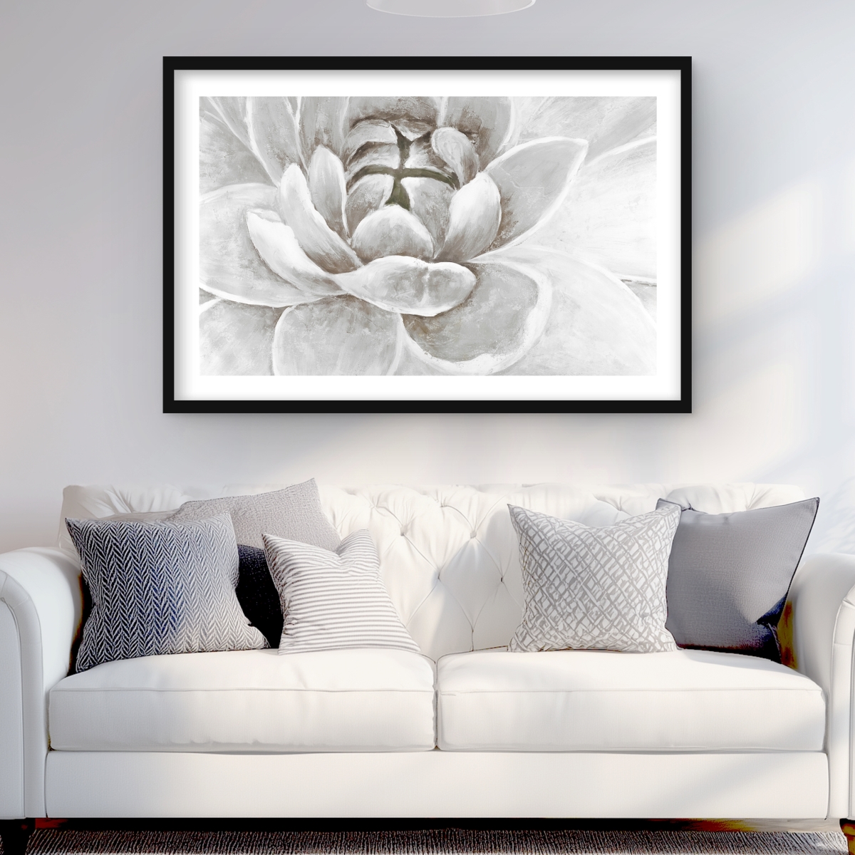 C1FM2436ULIYMR 24 x 36 in. Delicate White Chrysanthemum - Framed Matted Botanical Print