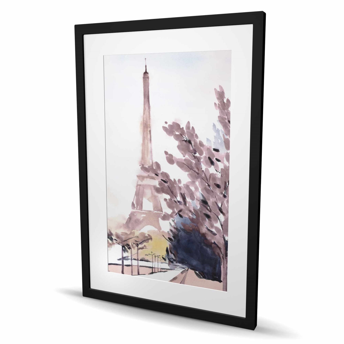 C1FM2436VS1LIS 24 x 36 in. Paris & Eiffel Scene Framed Matted Print - Home Decor
