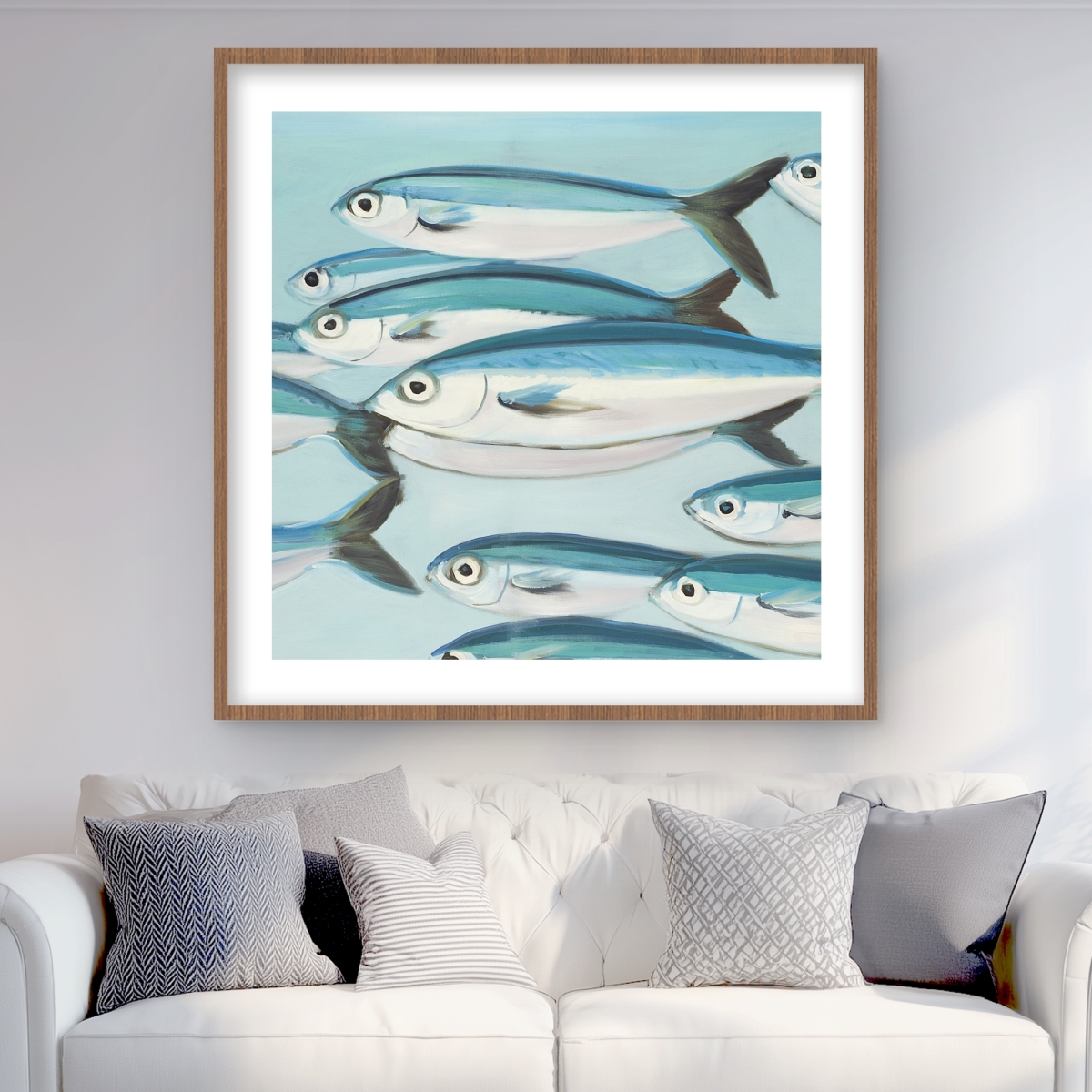 C1FM3636V4GLIE 36 x 36 in. Caesio Caerulaurea Small Fish Print - Animals Bathroom Decor