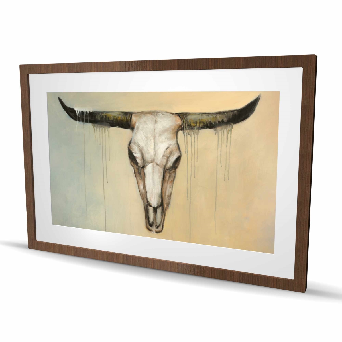 C1FM243628S4EO 24 x 36 in. Bull Skull - Beige Rustic Framed Matted Print for Home Decor
