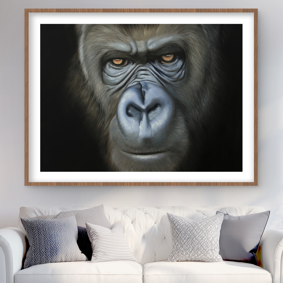 C1FM3648KD1TZF 36 x 48 in. Gorilla Face - Hyperrealist Framed Print for Man Cave Decor