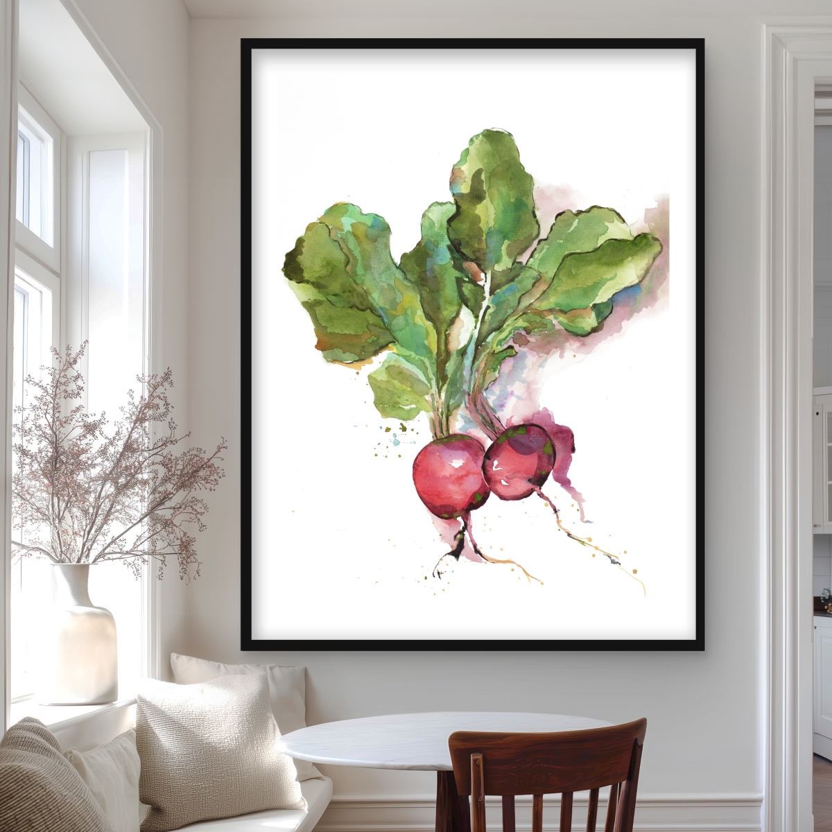 C1FM3648LH2I27 36 x 48 in. Watercolor Radish - Still Life Kitchen Framed Print Decor