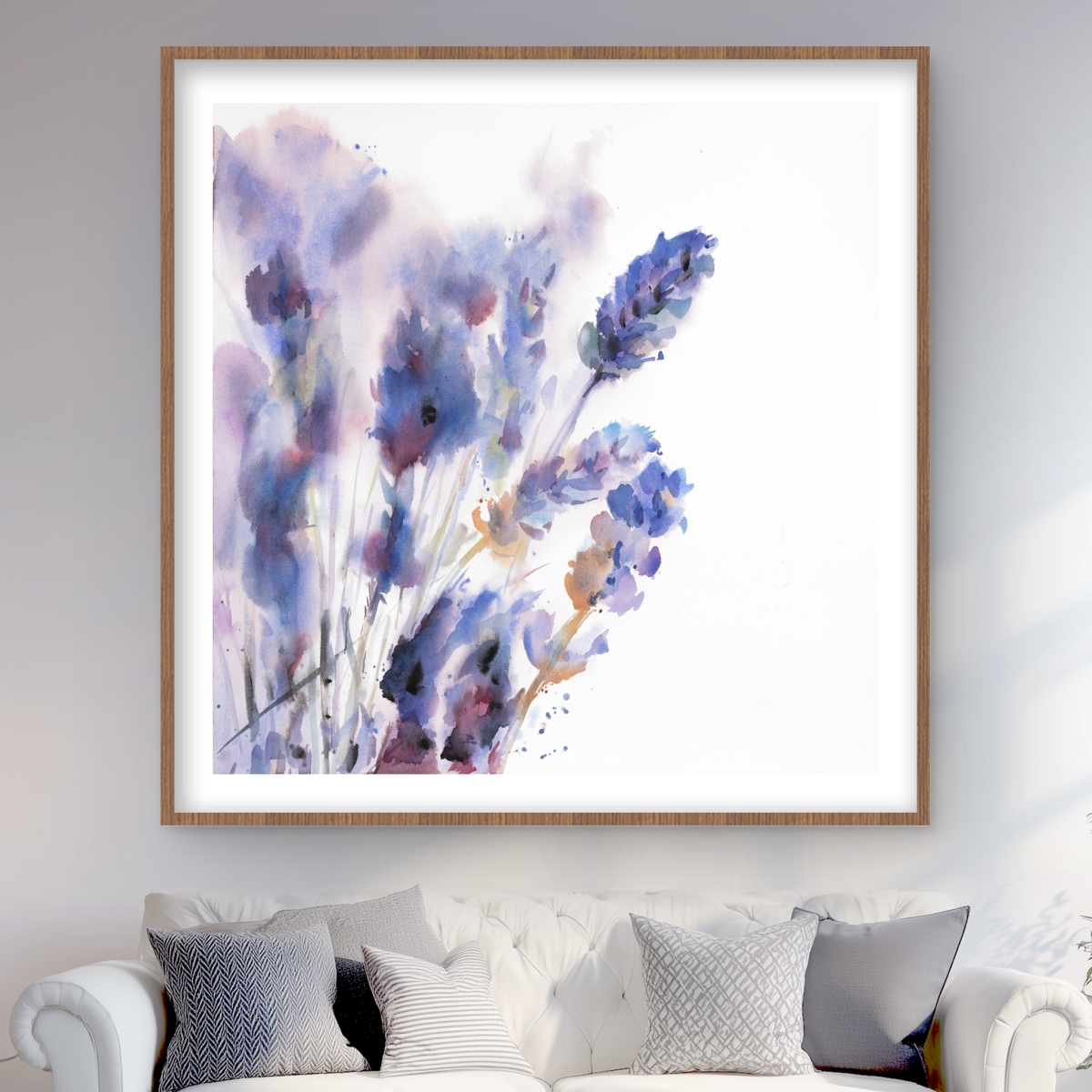 C1FM4848NMXZZG 48 x 48 in. Watercolor Lavender Flowers Print - Floral Purple Home Decor