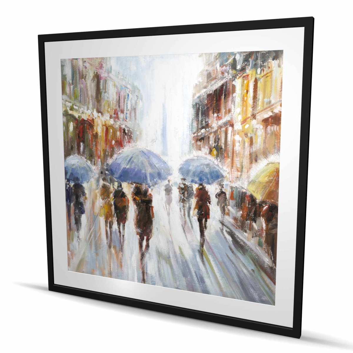 C1FM4848HGTJQO 48 x 48 in. Abstract Rain in the City - Street Scenery Man Print Decor