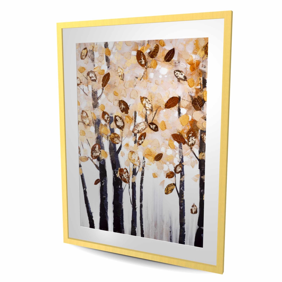 C1FM3648P2YAEQ 36 x 48 in. Texturized Leaves Trees - Framed Matted Print for Home Decor