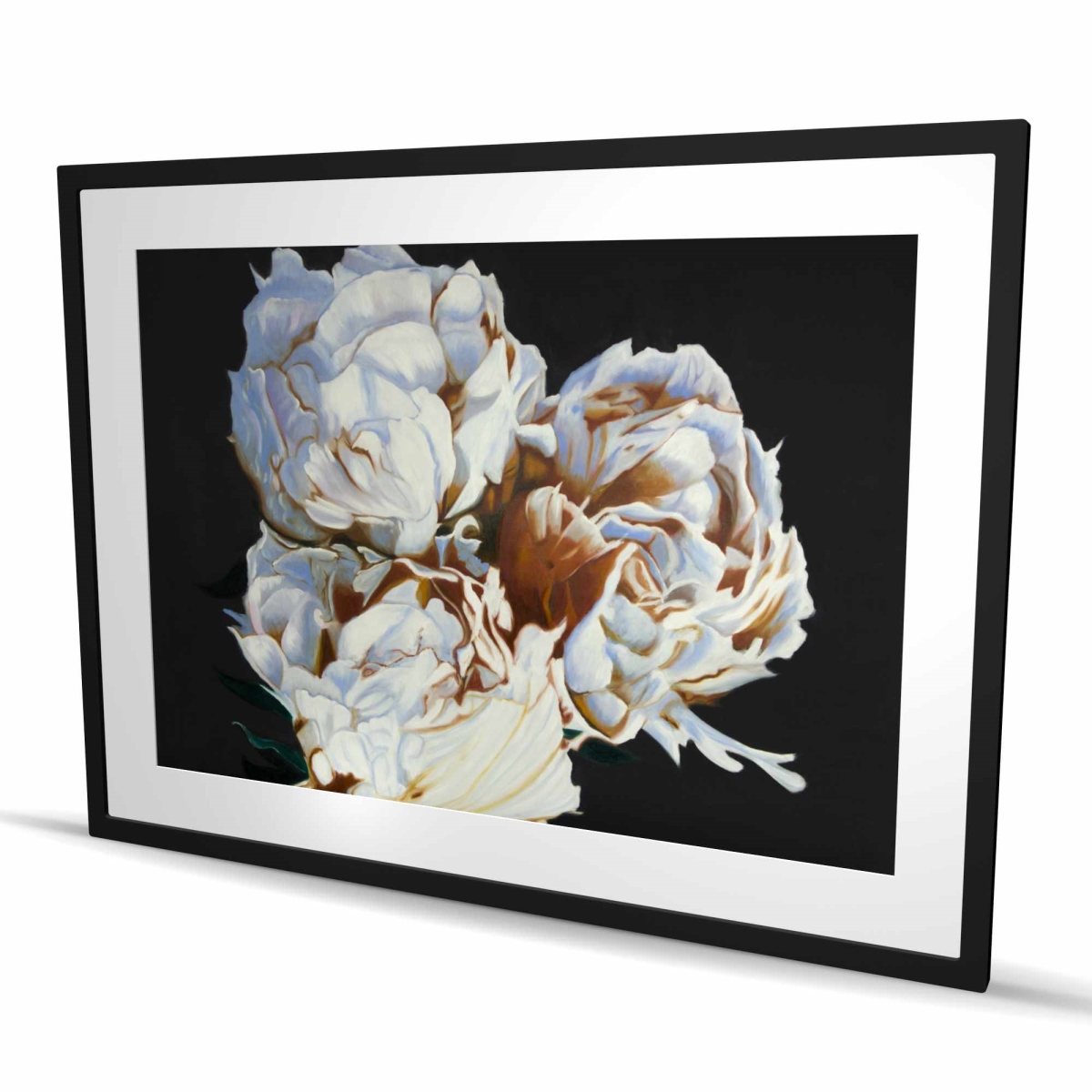 C1FM3648P99IT7 36 x 48 in. Blooming Peonies - Beige Romantic Framed Matted Print Decor