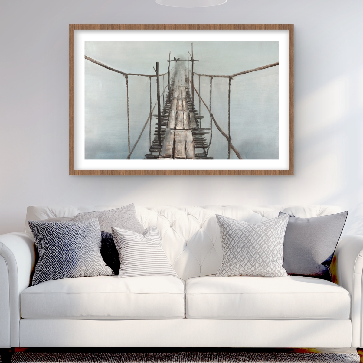 C1FM24360X9UK7 24 x 36 in. Old Abandoned Bridge Print - Brown Framed Matted Decor