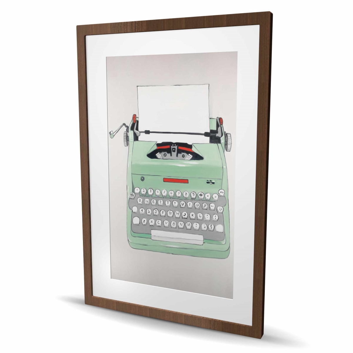 C1FM2436FGBIAH 24 x 36 in. Mint Typewriter Framed Matted Print - Neo Mint Home Decor