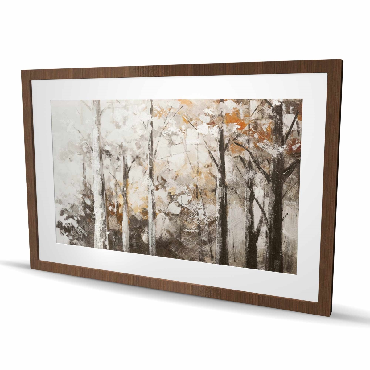 C1FM2436L8WL8H 24 x 36 in. Abstract White Forest - Trees Brown Framed Matted Print