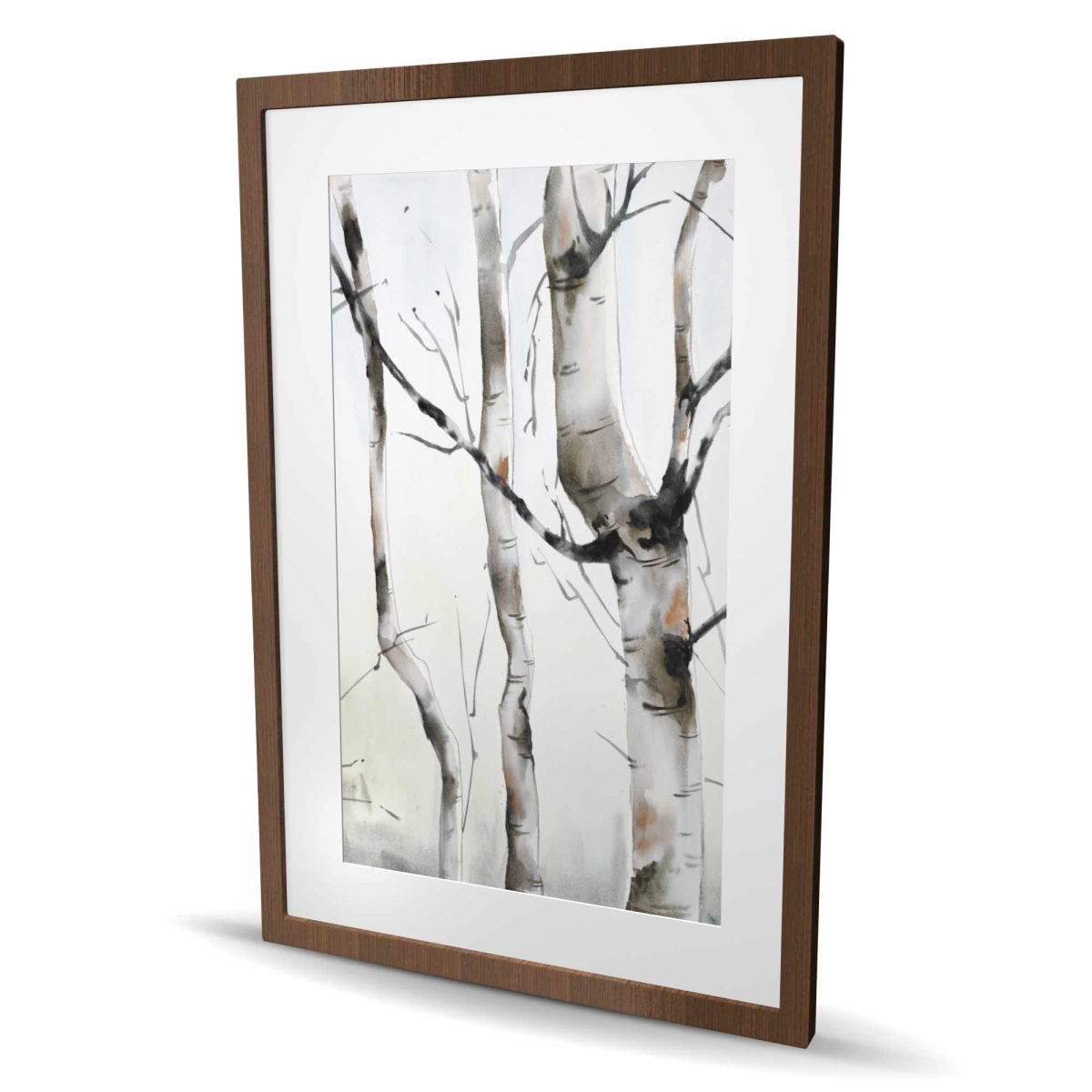 C1FM2436ZFVD1S 24 x 36 in. Three Birches Trees Print - Brown Office Framed Decor