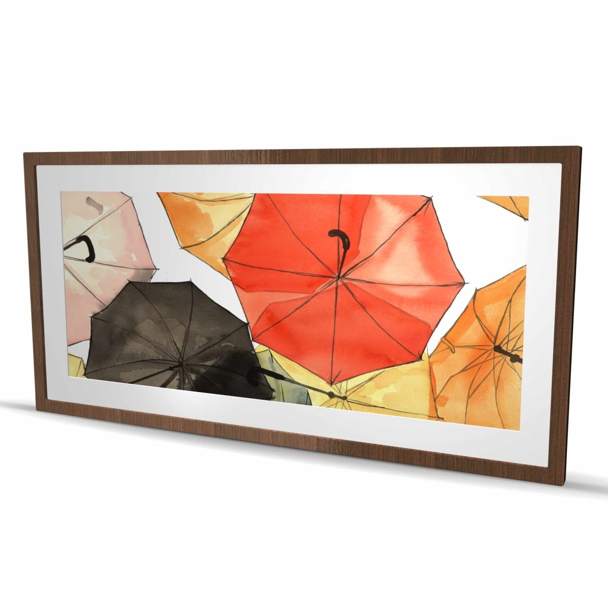 C1FM2448009V2D 24 x 48 in. Suspended Umbrellas - Red Illustrative Framed Matted Print
