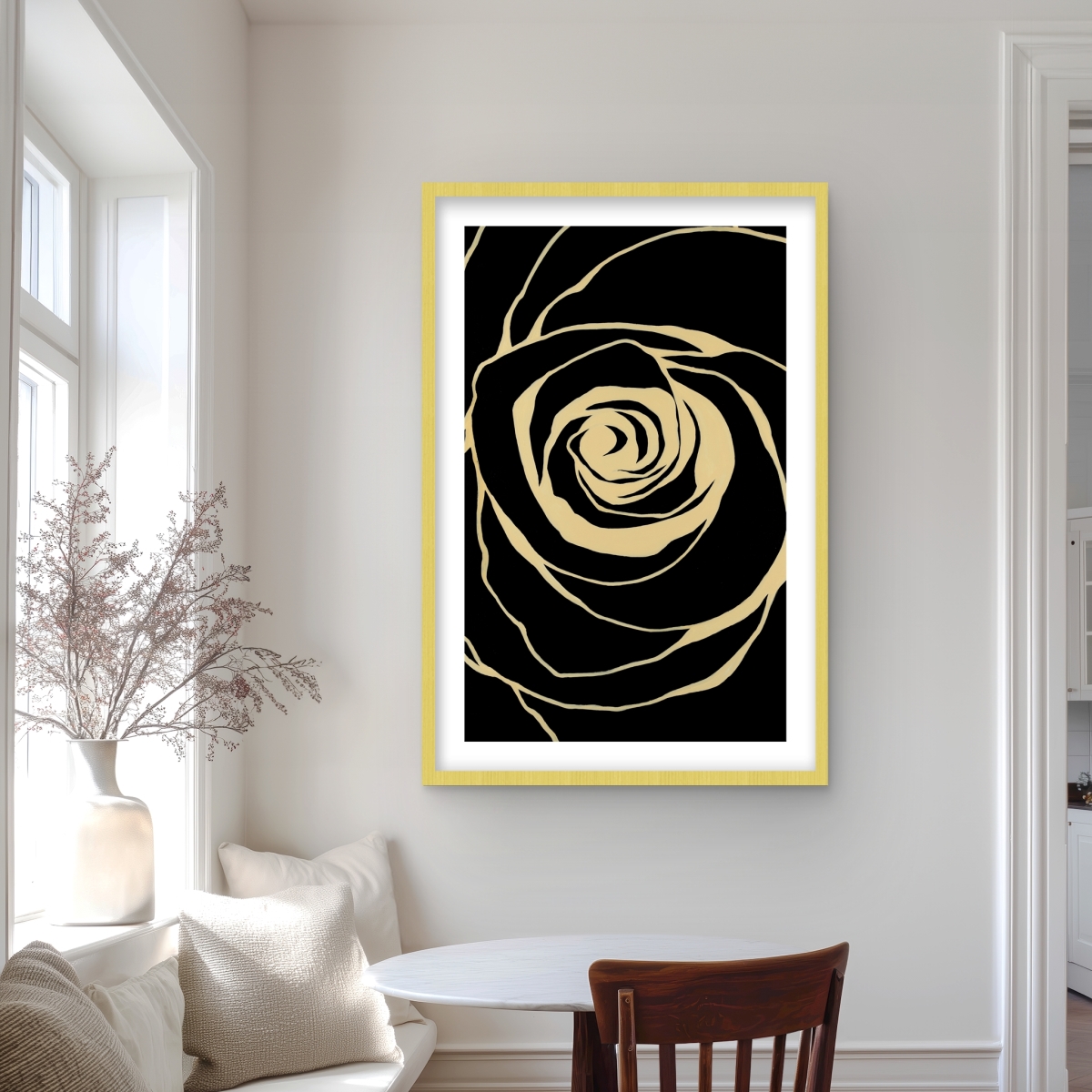 C1FM24361OCSXP 24 x 36 in. Black Rose - Shapes Floral Matted Print for Home Decor
