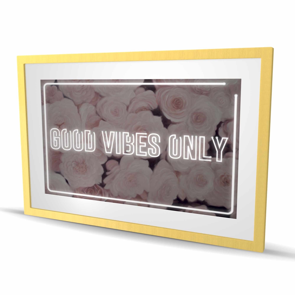 C1FM24364U0OFF 24 x 36 in. Good Vibes Only - Roses - Retro Framed Matted Print Decor