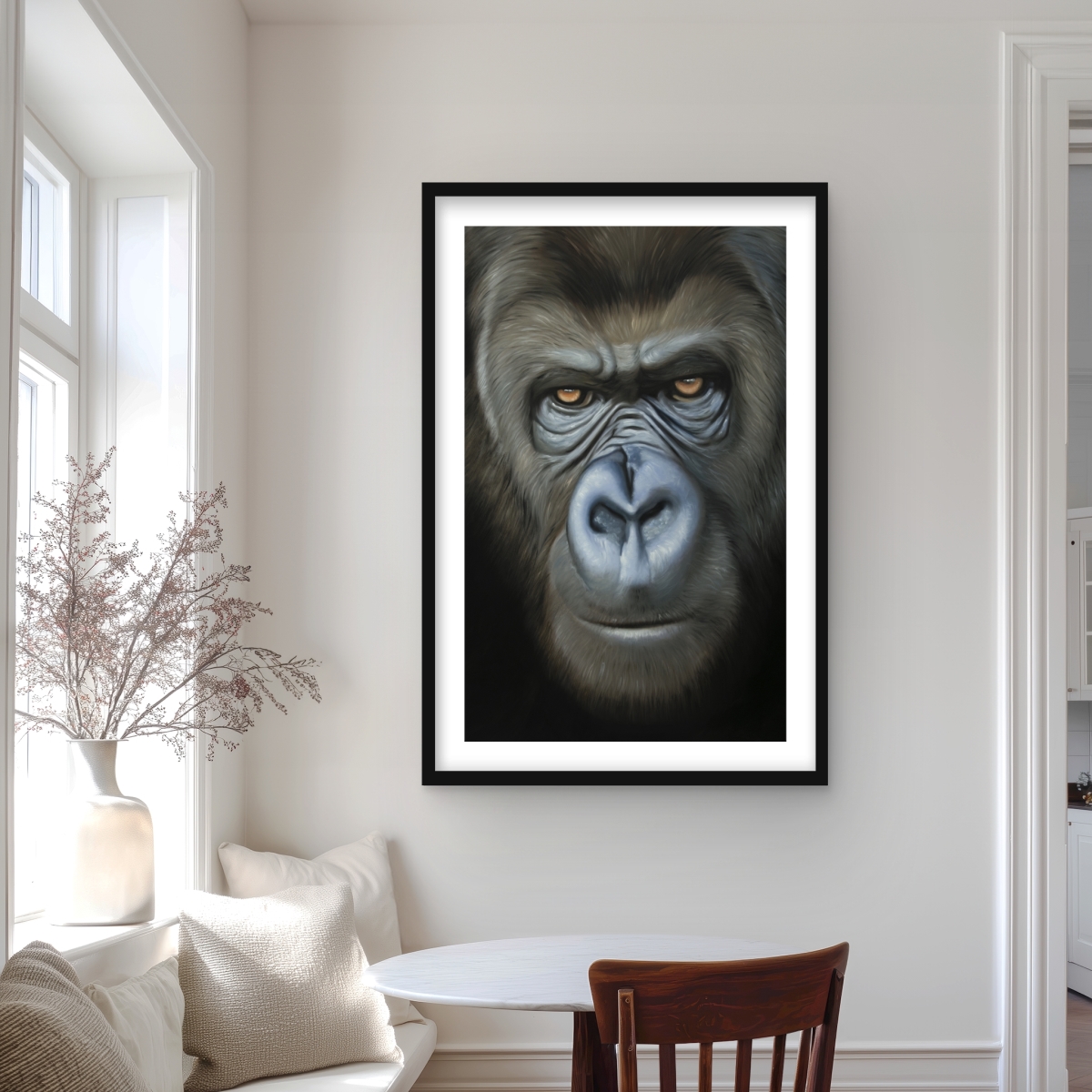 C1FM2436KBG8T6 24 x 36 in. Gorilla Face - Man Cave Animals Framed Matted Print Decor