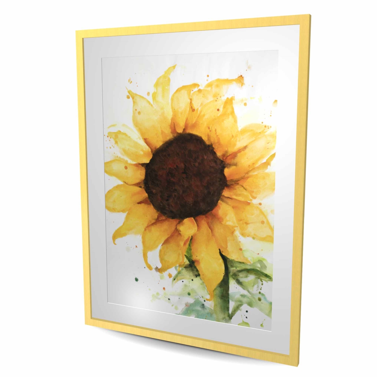 C1FM3648MSUGC2 36 x 48 in. Sunflower - Rustic Floral Framed Matted Print for Home Decor