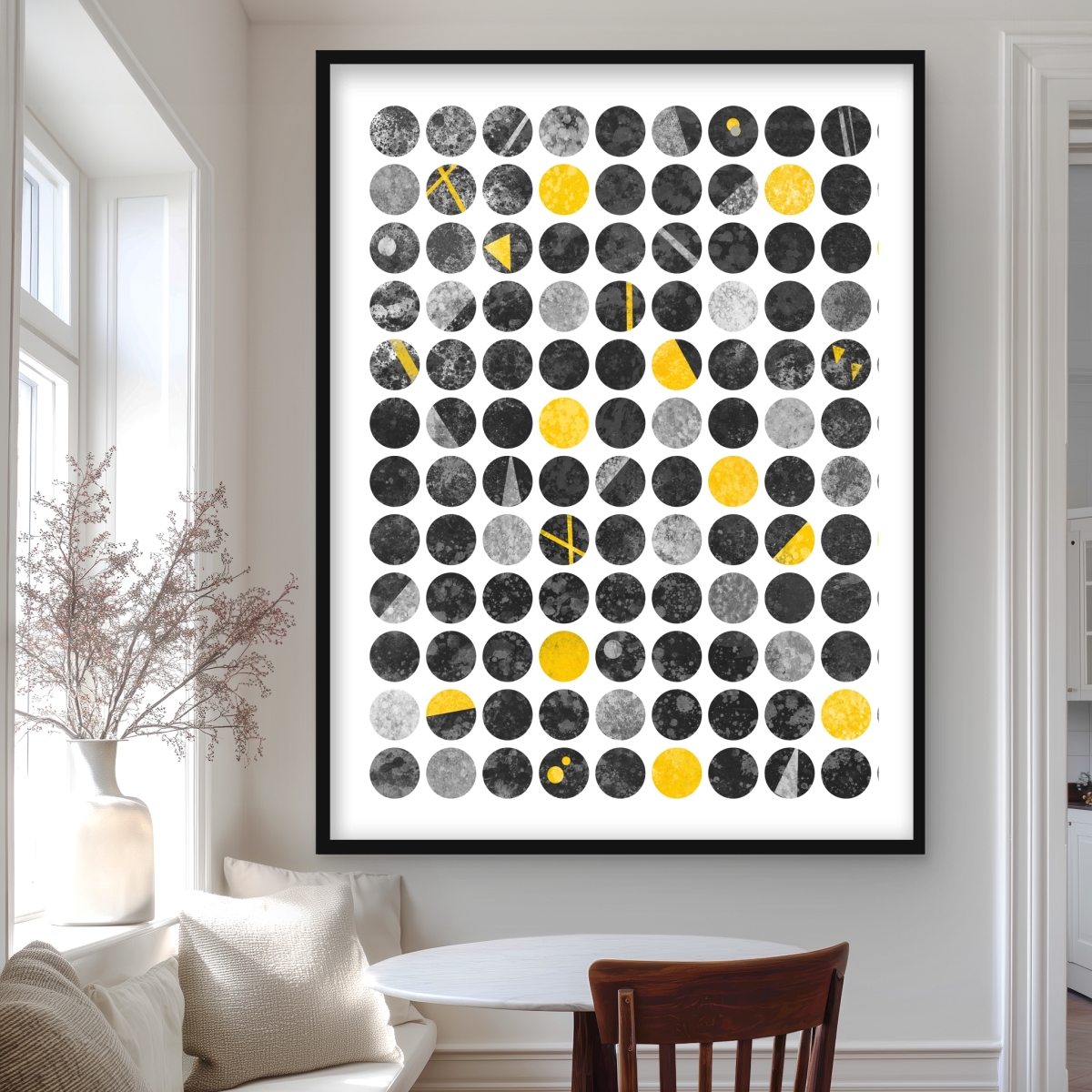 C1FM3648MVOQ0W 36 x 48 in. Abstract Grunge Circles - Framed Matted Print for Man Cave