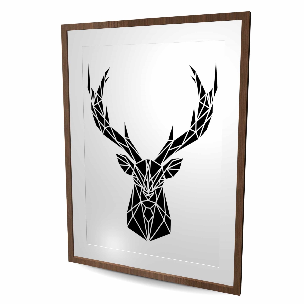 C1FM3648MY2OH0 36 x 48 in. Geometric Deer Head Print - Black & White Framed Decor