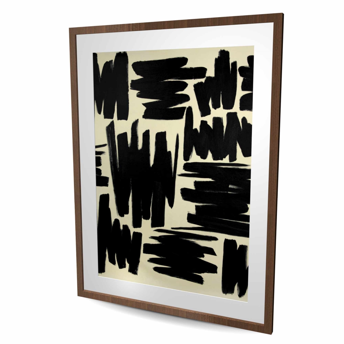 C1FM36488ICMF7 36 x 48 in. Deconstructed Stripes - Abstract Black Framed Matted Print