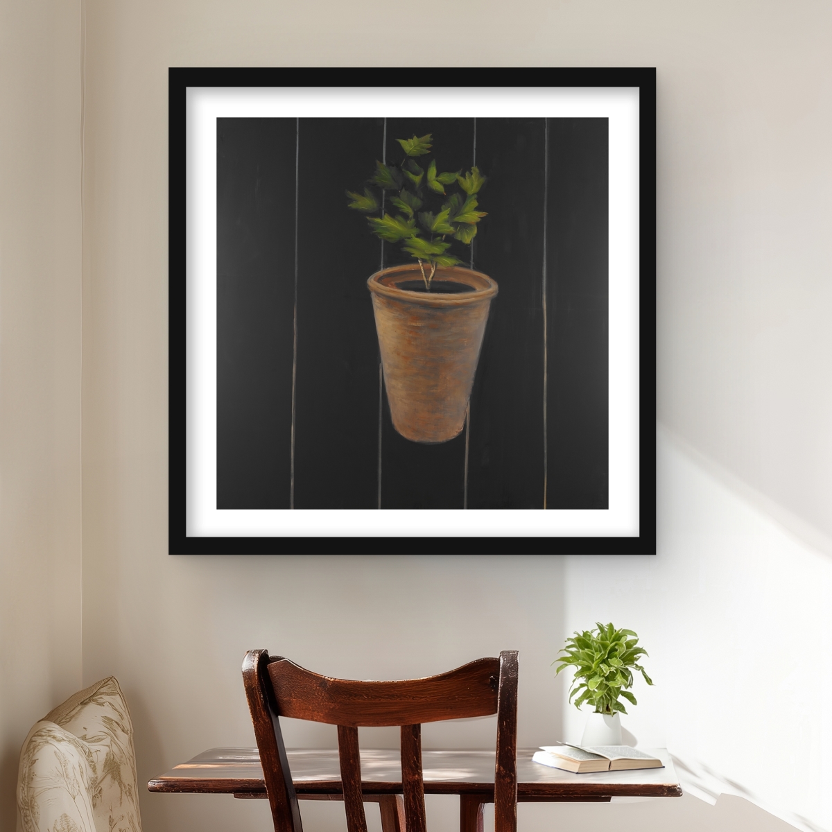 C1FM242491EEBY 24 x 24 in. Plant of Parsley - Still Life Green Framed Matted Print