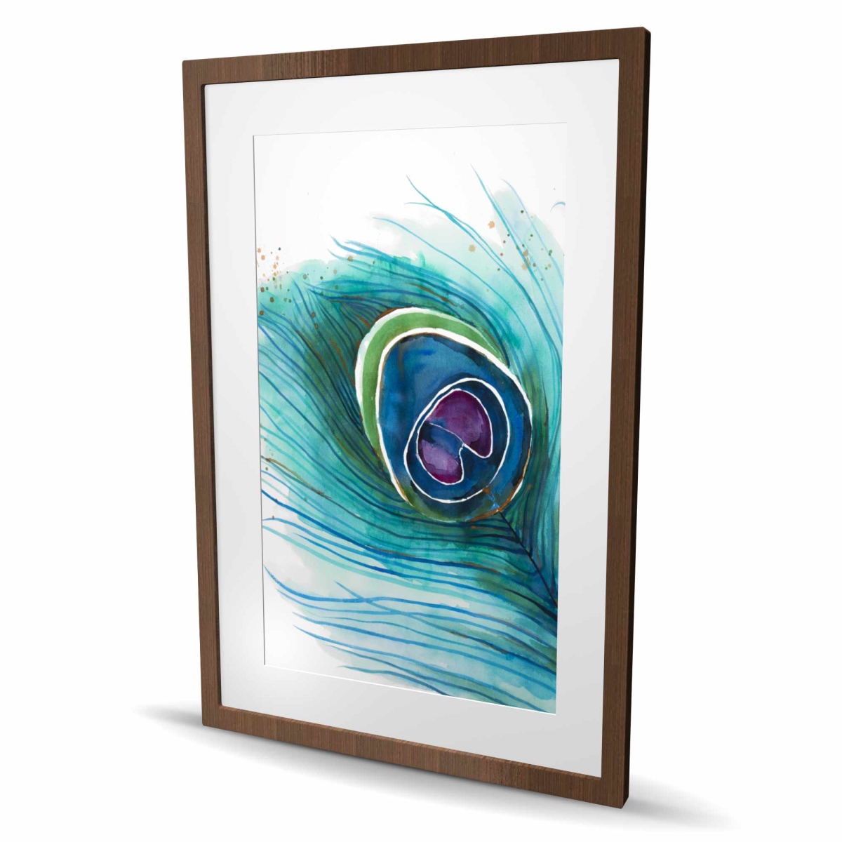 C1FM2436DVV0C3 24 x 36 in. Peacock Feather Closeup - Romantic Animals Framed Print