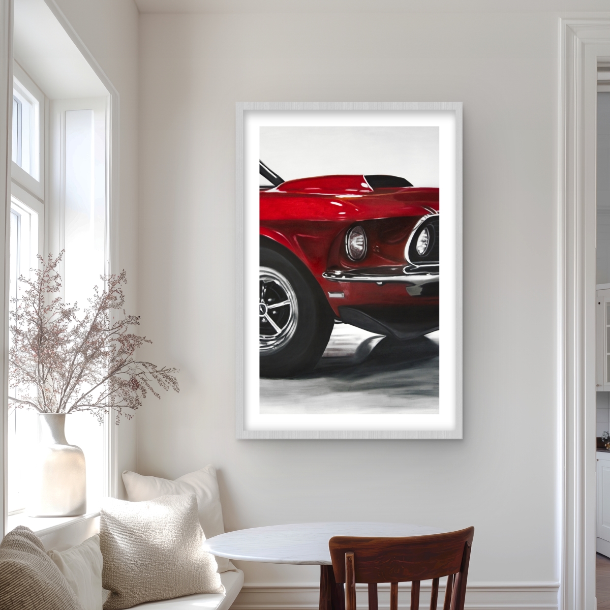 C1FM2436E1IFR4 24 x 36 in. Classic Red Car - Hyperrealist Framed Matted Print for Decor