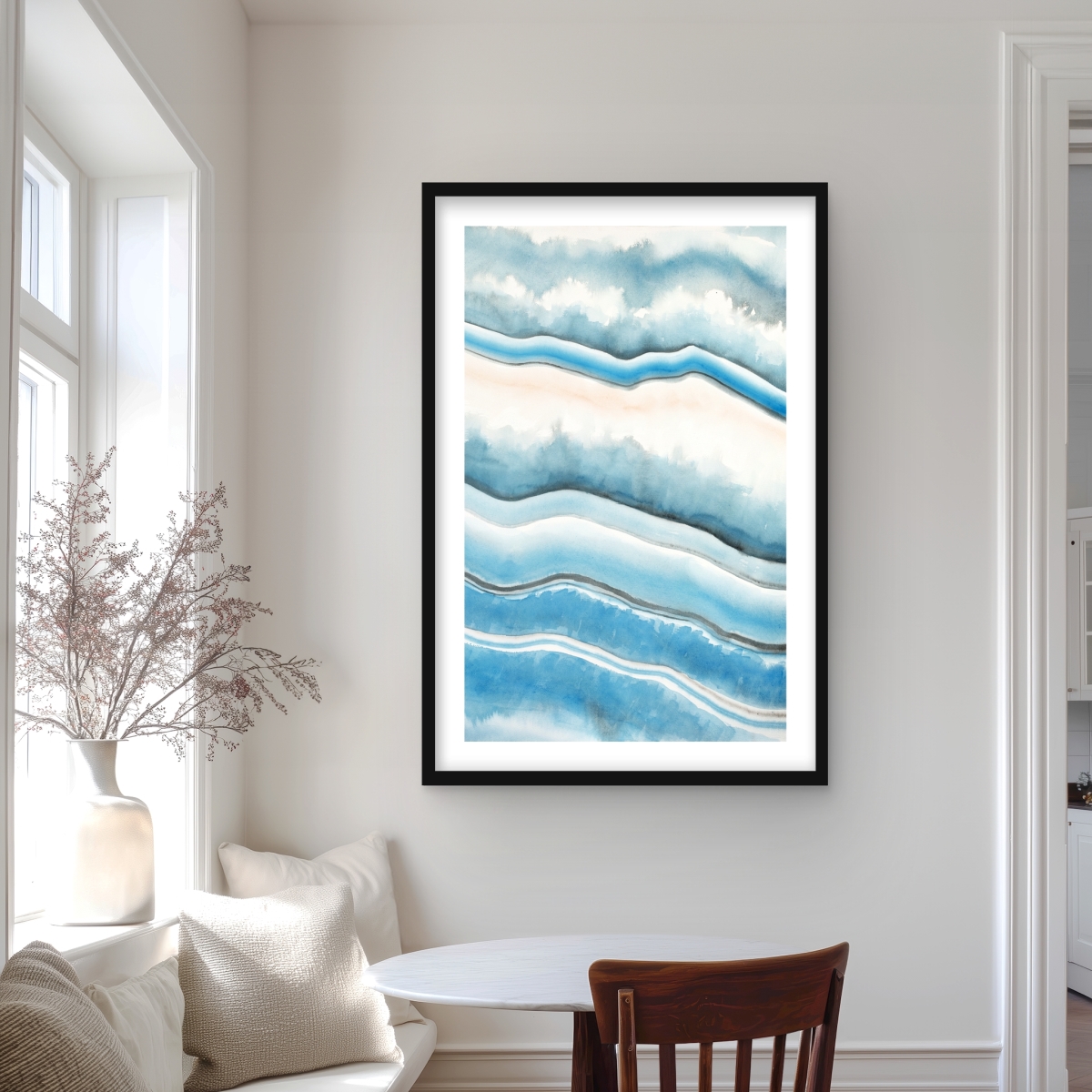 C1FM2436H5WOCD 24 x 36 in. Textured Geode - White Abstract Framed Matted Print Decor