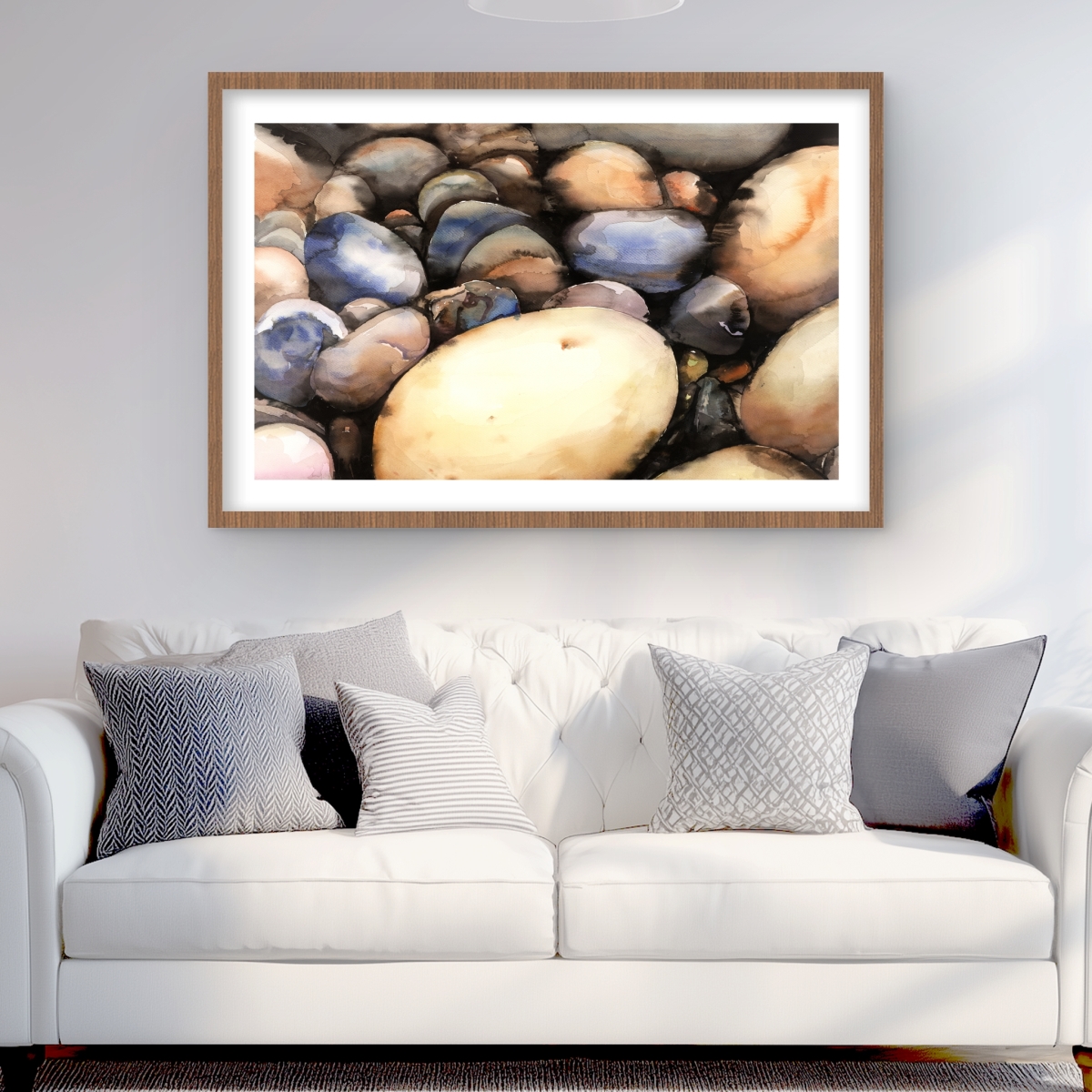C1FM24360X2LPK 24 x 36 in. Beach Pebbles - Kitchen Marine Framed Matted Print Decor
