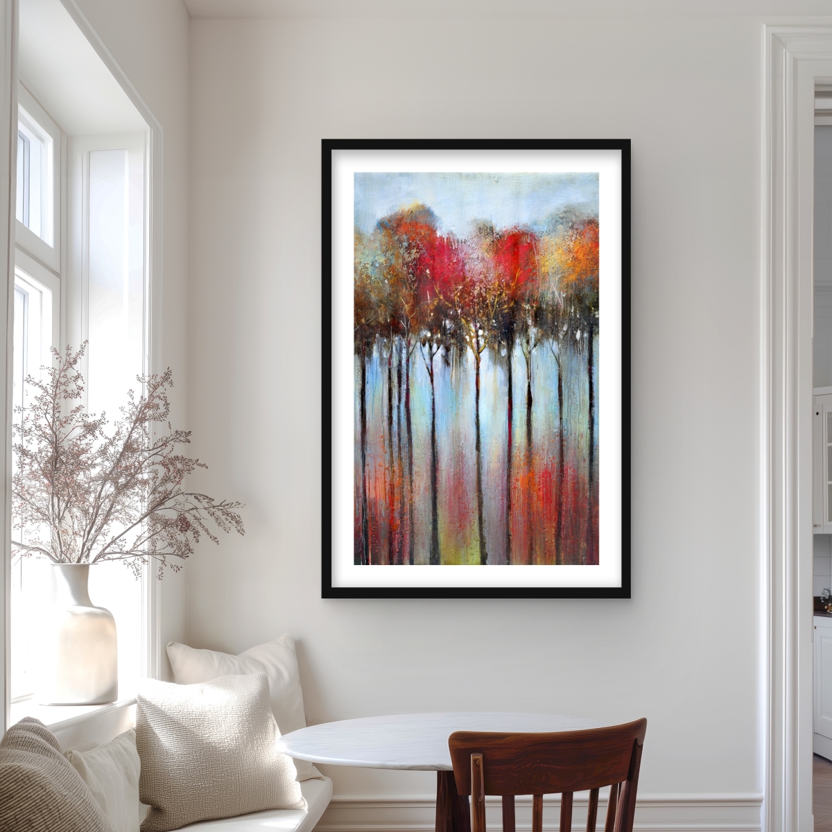 C1FM2436E4KGHW 24 x 36 in. Abstract & Colorful Forest - Framed Matted Print for Decor