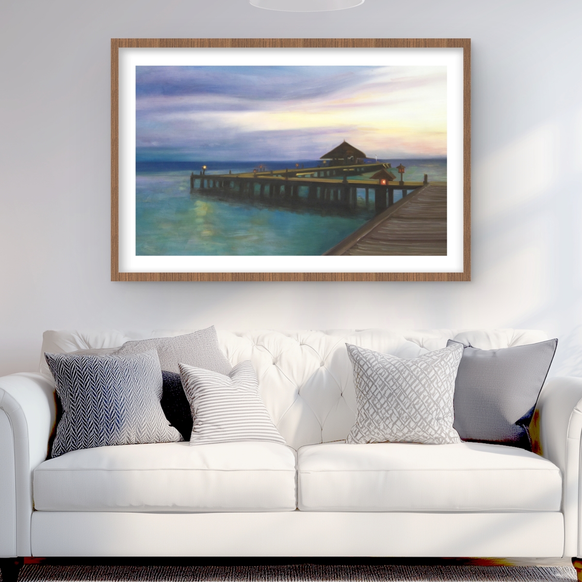 C1FM2436HCC2FG 24 x 36 in. Boardwalk with Sunset - Blue Framed Matted Print for Decor