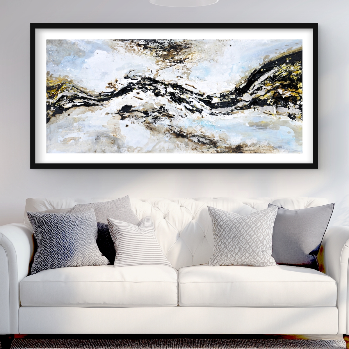 C1FM244821VXW4 24 x 48 in. Abstract & Texturized Paint Splash - Gray Shapes Print