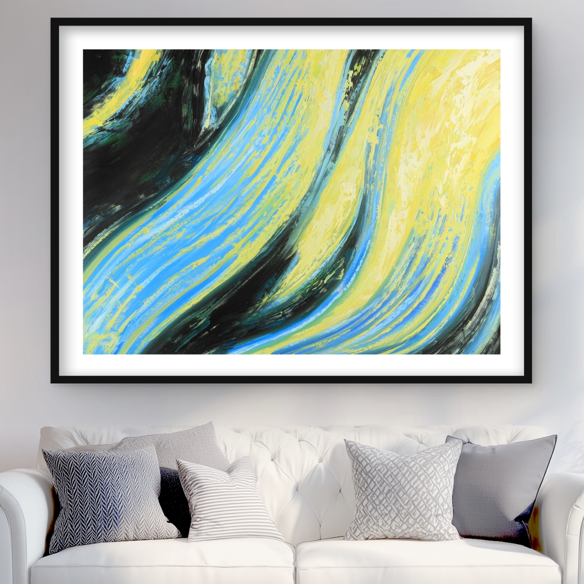 C1FM3648JO5JD0 36 x 48 in. Wavy Magical Liquid - Abstract Framed Print for Home Decor