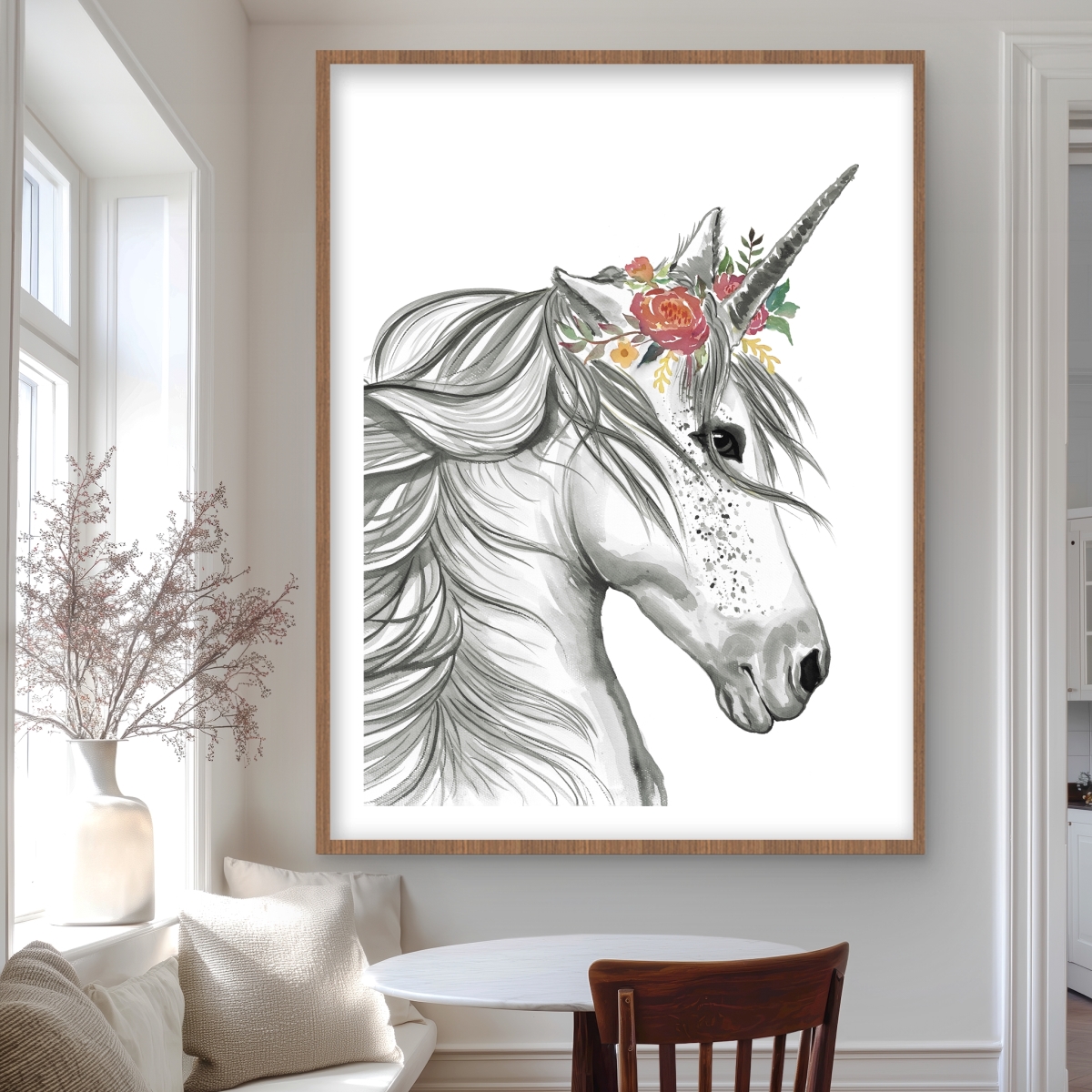 C1FM3648JV1EOO 36 x 48 in. Magic Unicorn - White Framed Matted Print for Home Decor