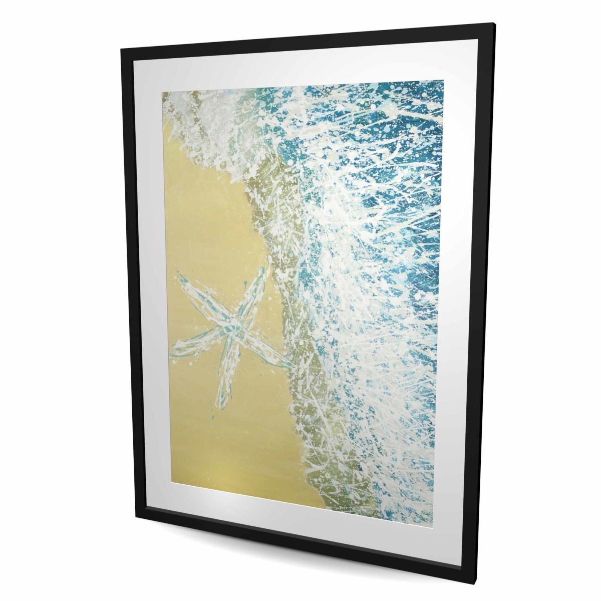 C1FM3648EYB7TW 36 x 48 in. Left Side Seastar - Coastal Bedroom Framed Matted Print