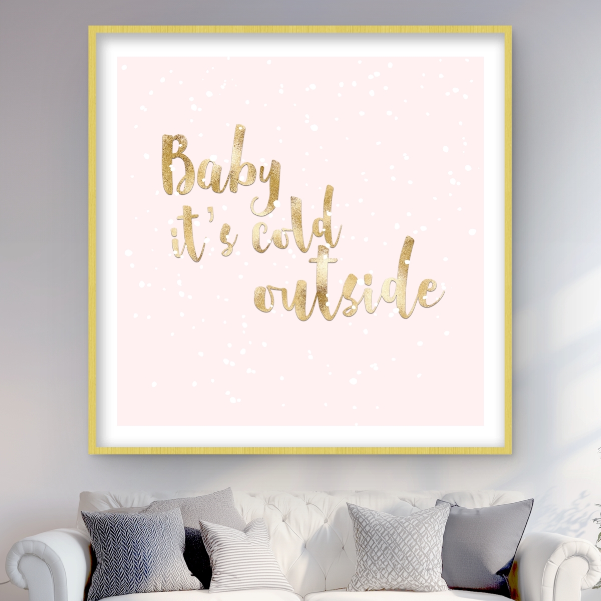 C1FM4848GXK8K8 48 x 48 in. Baby Its Cold Outside - Pink Pattern Framed Matted Print