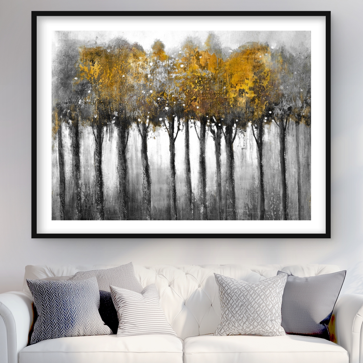 C1FM3648V0LVDN 36 x 48 in. Illuminated Forest - Trees Contemporary Framed Matted Print
