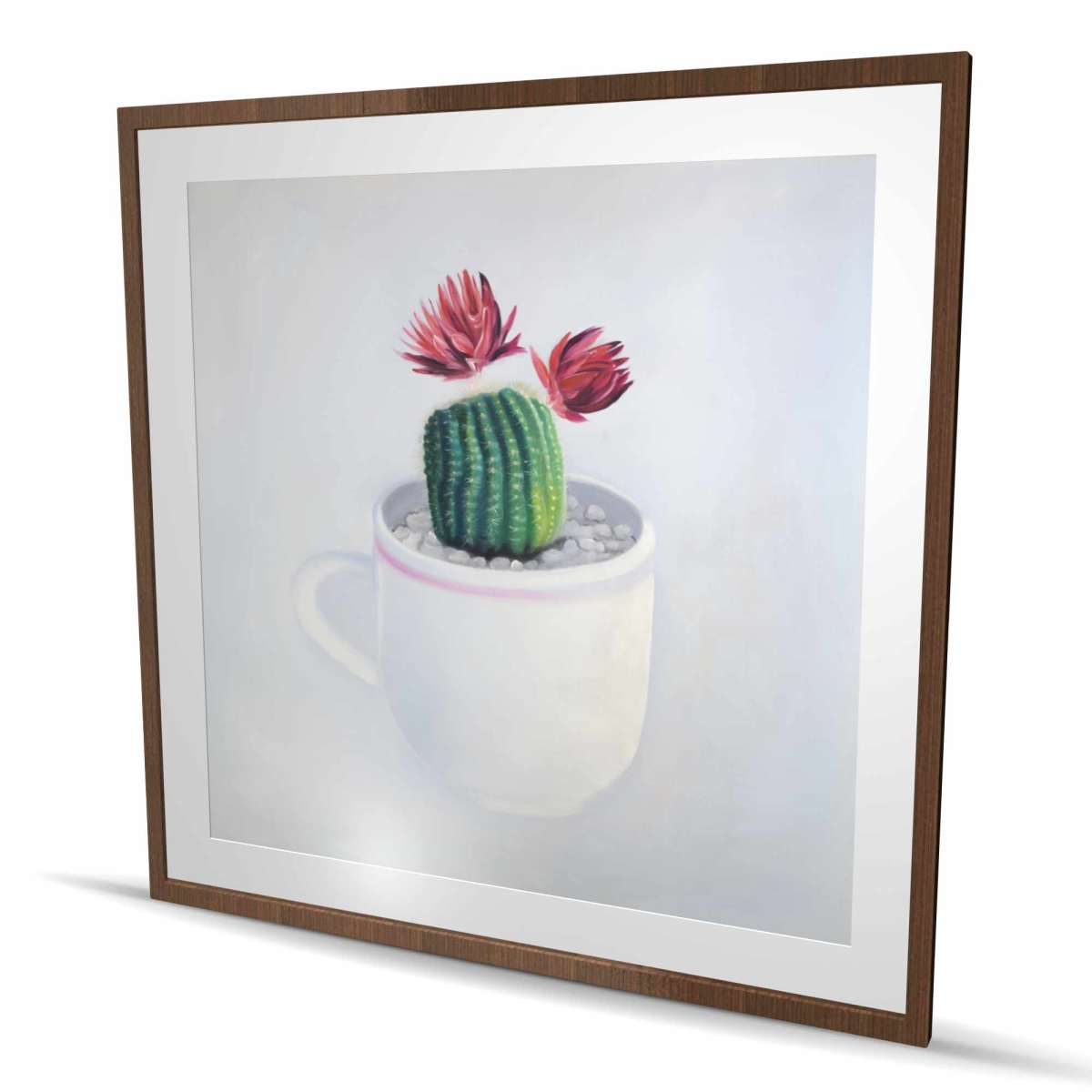 C1FM4848LYF7U1 48 x 48 in. Mini Cactus in A Cup - Framed Botanical Print for Home Decor