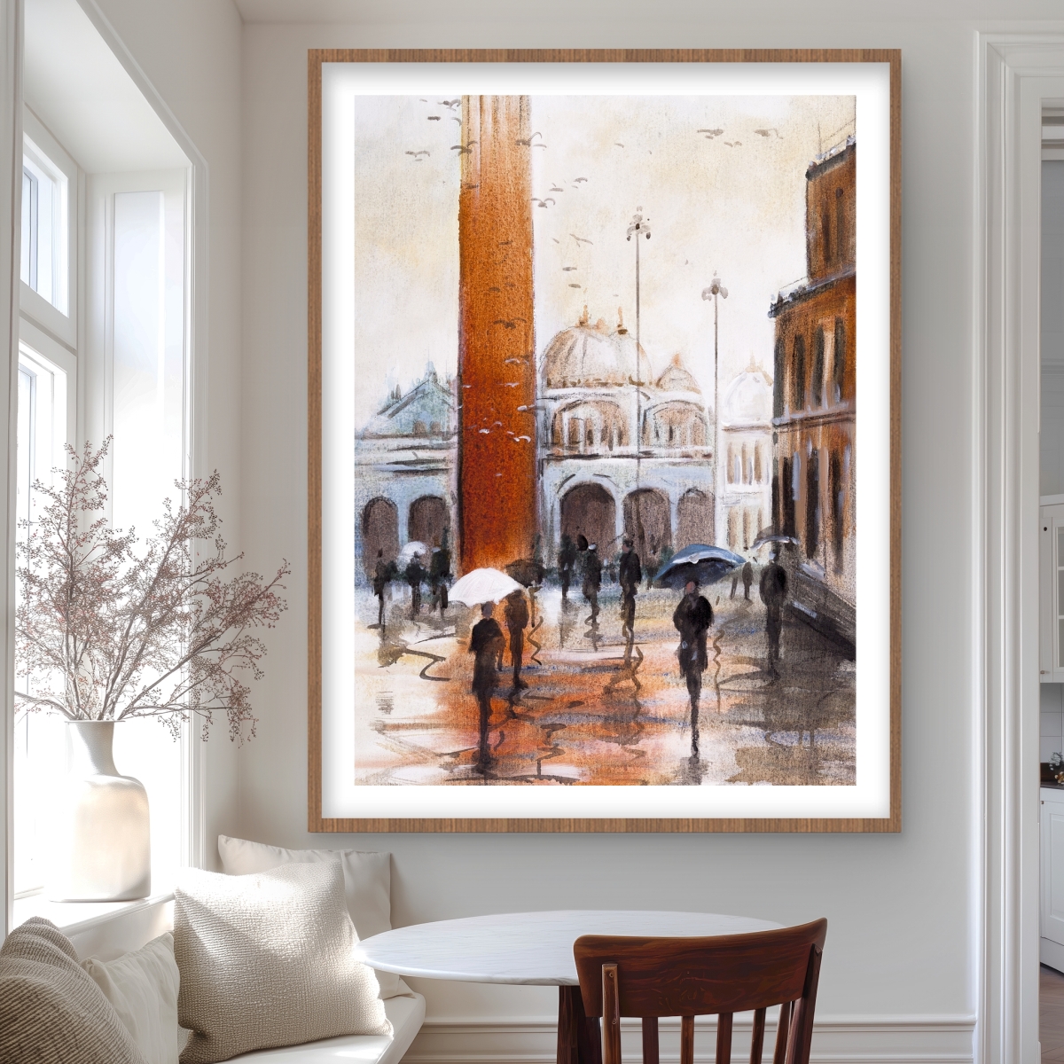 C1FM3648MDYHB6 36 x 48 in. St Marks Square Venice Print - Brown Framed Matted Decor