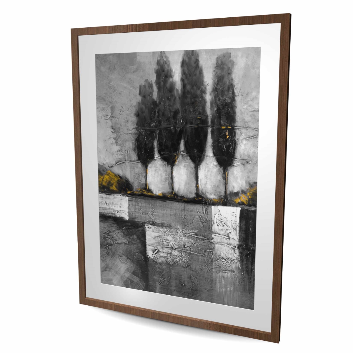 C1FM3648NX4E0Z 36 x 48 in. Industrial Landscape with Trees - Framed Matted Print Decor