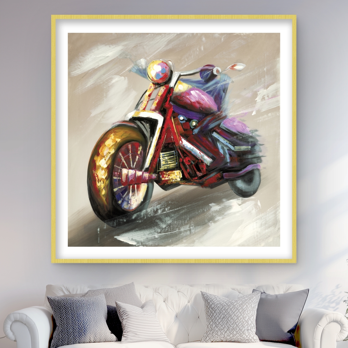C1FM4848T8UPXZ 48 x 48 in. Abstract Motorcycle - Man Cave Transportation Framed Print