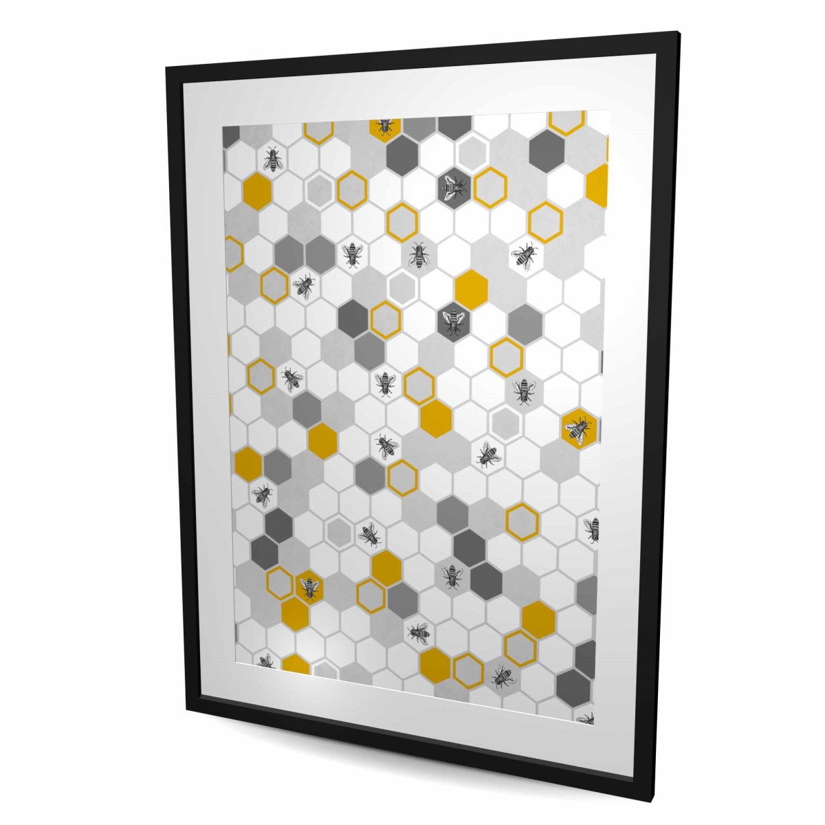 C1FM3648QF5FVN 36 x 48 in. Beehive Pattern - Illustrative Insect Framed Matted Print