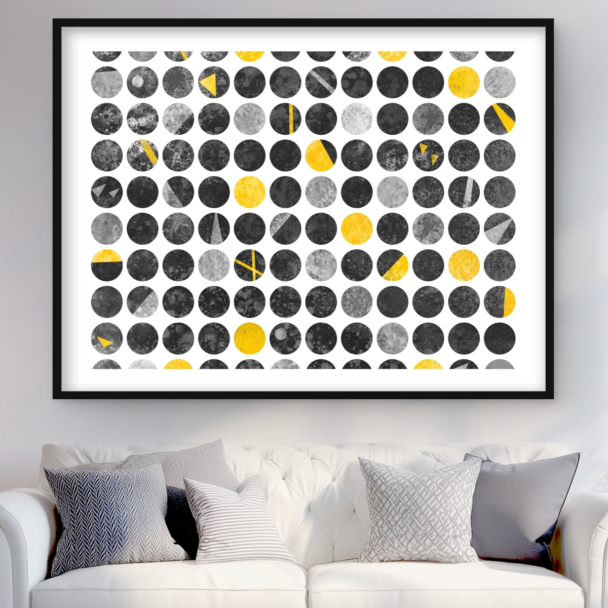 C1FM3648A79RVU 36 x 48 in. Abstract Grunge Circles - Framed Matted Print for Home Decor