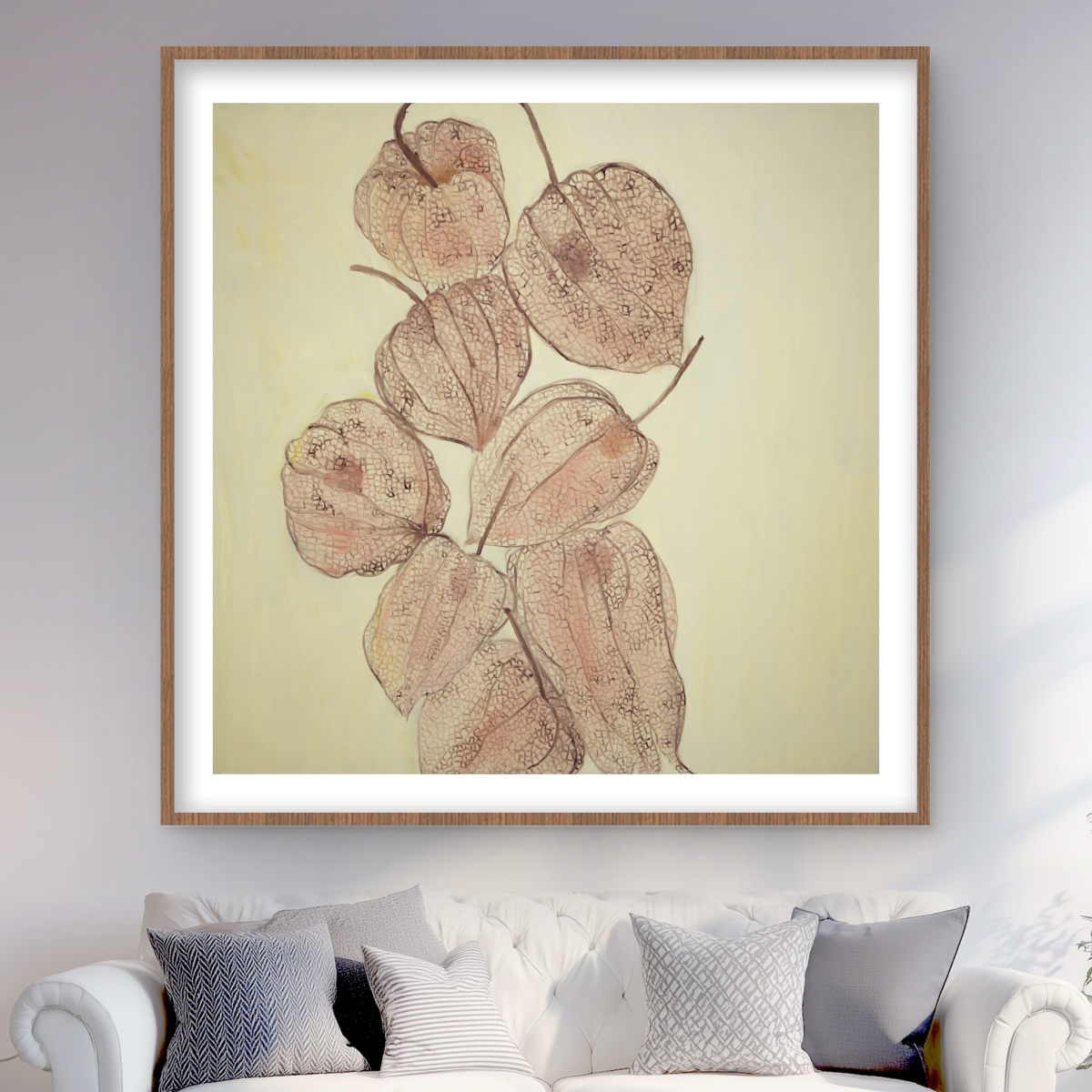 C1FM484808DLGN 48 x 48 in. Closed Ground Cherries - Rustic Floral Botanical Print Decor