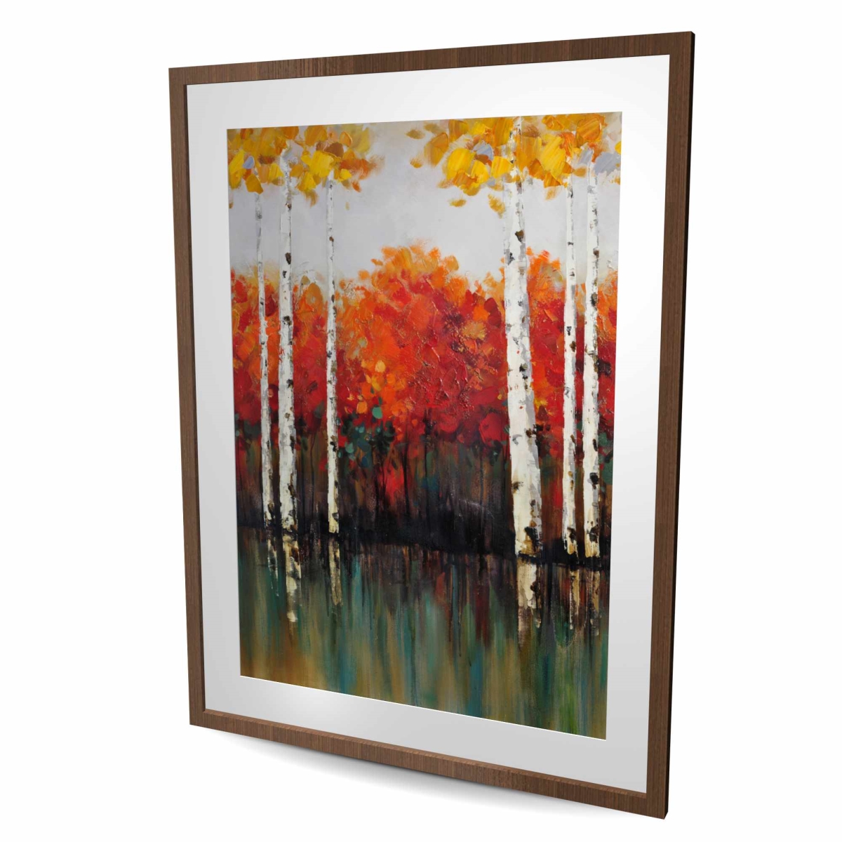 C1FM3648PYFCI7 36 x 48 in. Birches by Fall - Framed Matted Print for Home Decor